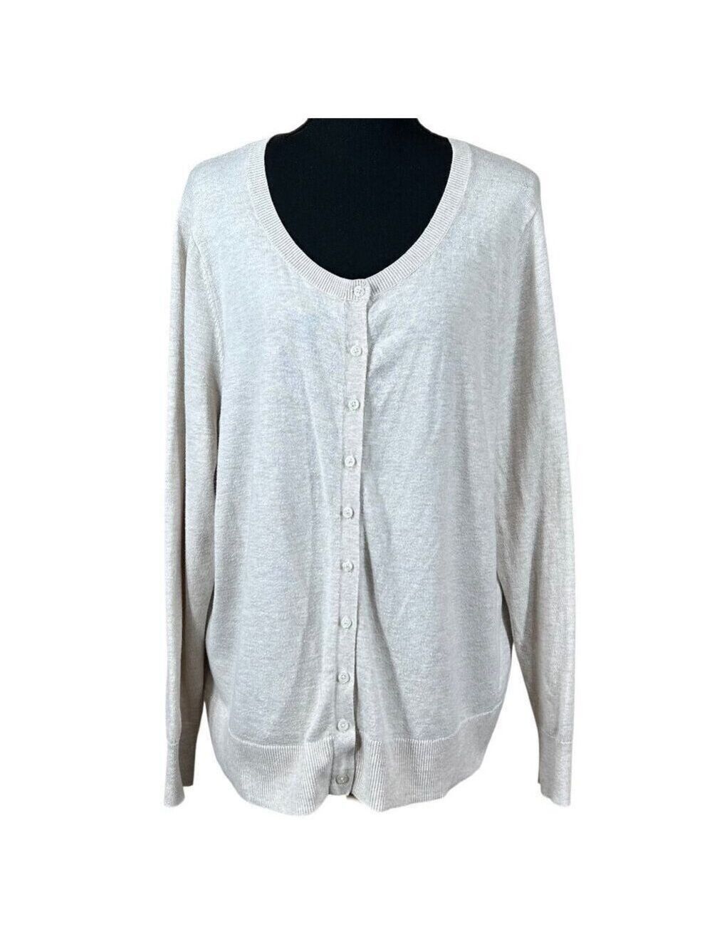 Old Navy White Long Sleeve Cotton Viscose Button Cardigan Sweater Size XXL